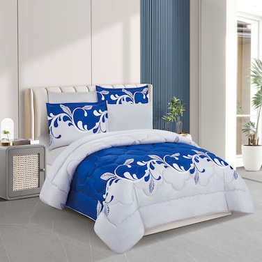 STARGOLD Microfiber Solid 6 Pieces Comforter Set Fitted Sheet, Pillow Sham, Pillow Case Comforter 240X220 CM King Size Mattress