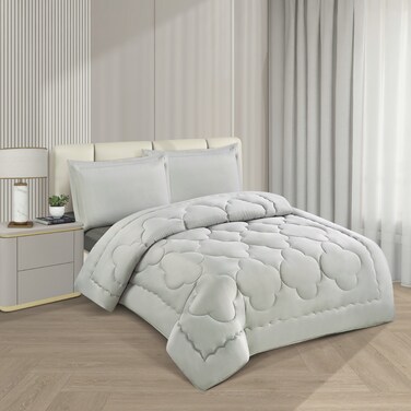 STARGOLD Microfiber Solid Comforter 4 Pieces Set Fitted Sheet, Pillow Sham Comforter 170X230 CM King Size Mattress