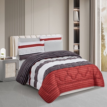 STARGOLD Microfiber Solid 6 Pieces Comforter Set Fitted Sheet, Pillow Sham, Pillow Case Comforter 240X220 CM King Size Mattress