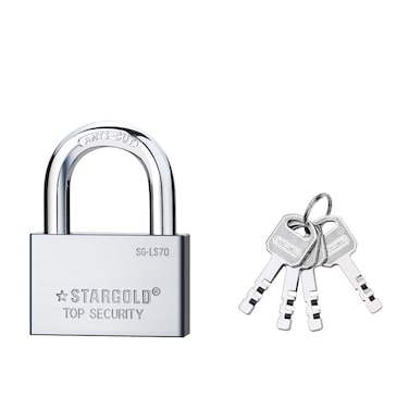 STARGOLD Padlock 70MM Top Security, Anti-Cut Hardened Steel Lock With 4 Keys, SG-LS70