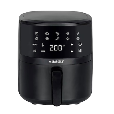 مقلاة هوائية STARGOLD سعة 4.5 لتر خالية من الزيت 1400 وات تقنية الهواء السريع دوران الهواء الساخن ومؤقت للتحكم في درجة الحرارة وظيفة مقلاة هوائية