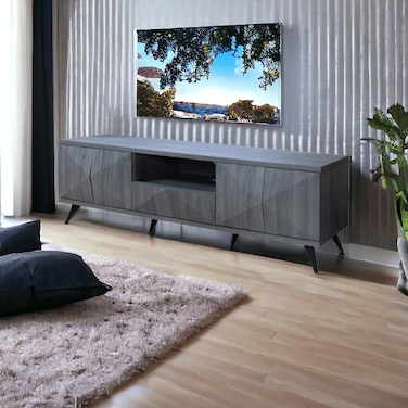 Gray TV unit, 180 x 40 x 44.5 cm