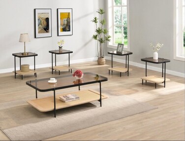 طقم طاولات خدمة - 5 قطع - خشبي