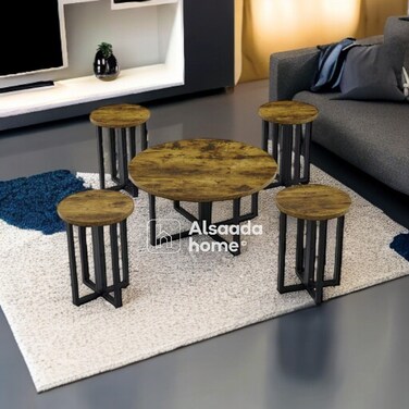 Tea table set - 5 pieces - brown
