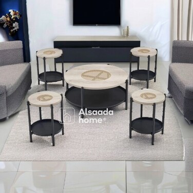 Two-tier service tables set - 5 pieces - wooden