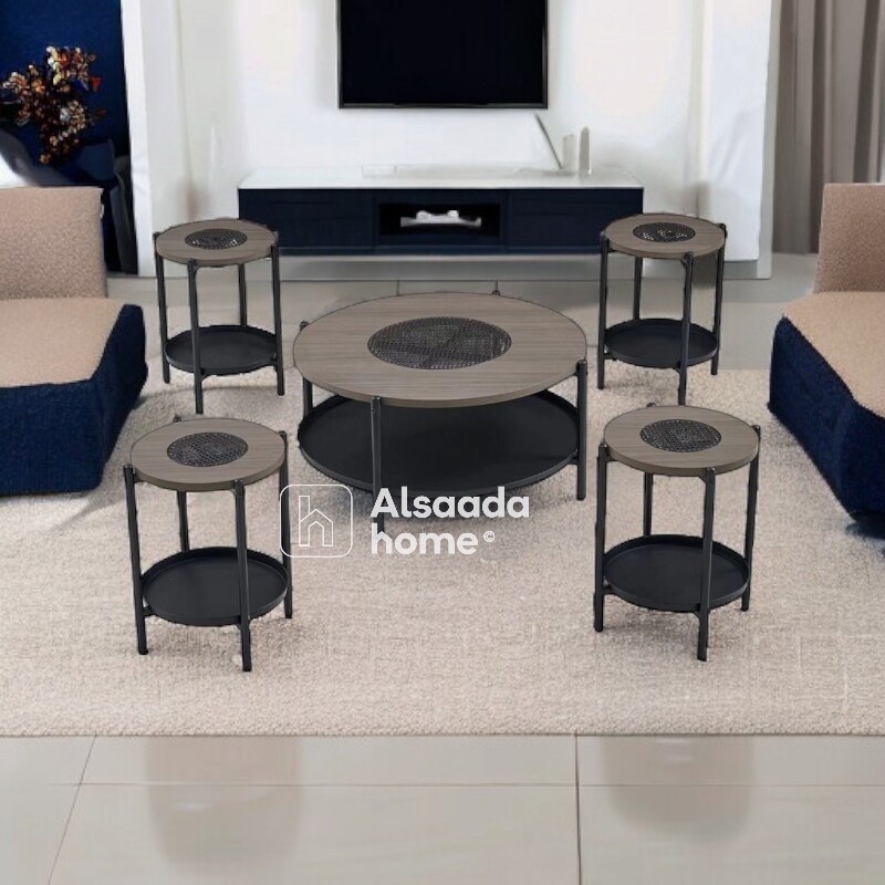 Buy Two-tier service tables set - 5 pieces - dark grey Online ...