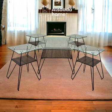 Table Top Service Buy Glass top service tables set - 5 pieces Online | Carrefour KSA