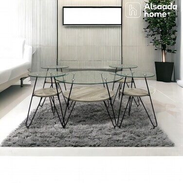 Glass top service tables set - 5 pieces