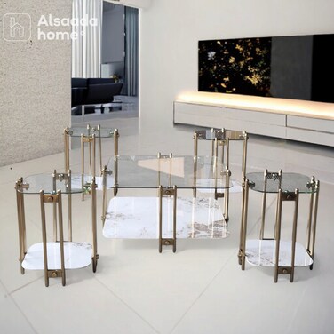 Glass &amp; Ceramic Surface Service Table Set - 5 Pieces - Gold