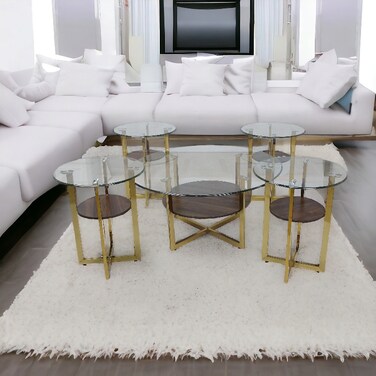 5-piece glass top service table set