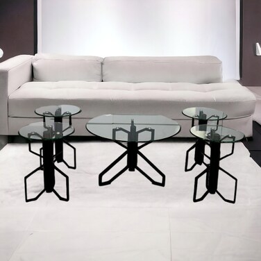 5-piece glass tea table set