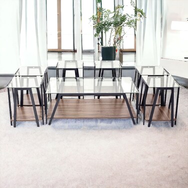 Coffee glass coffee table set - 7 pieces