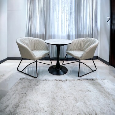 طقم طاولة شاي 2 كرسي - بيج