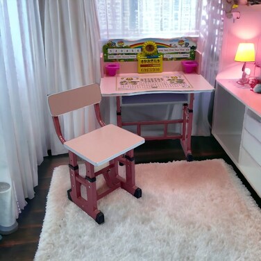 طاولة أطفال مدرسية قابله للتعديل - زهري