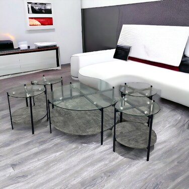 5-piece glass top tea table set