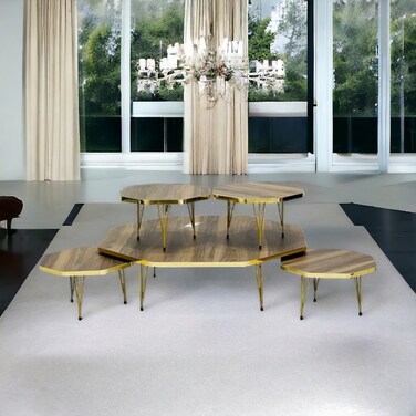 5-piece wooden tea table set