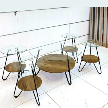 5-piece glass top service table set