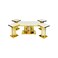 Stainless steel marble service tables set, 5 pieces - gold