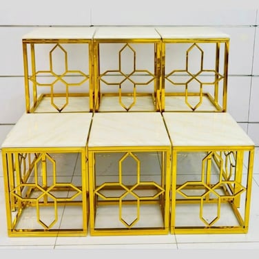 طقم طاولات استيل 7 قطع - ذهبي