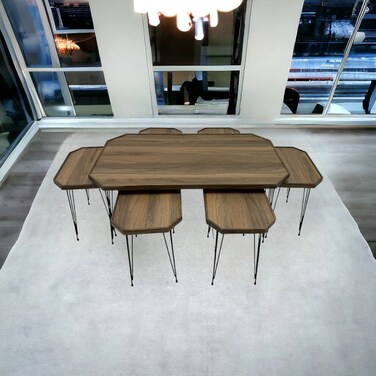 7-piece coffee table set with wood surface