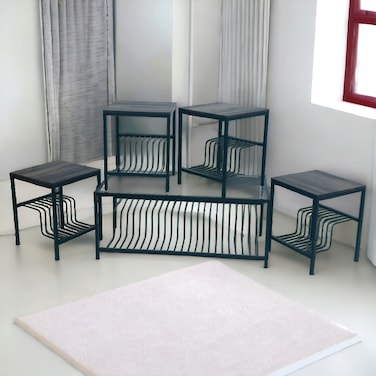 طقم طاولات شاي 5 قطع - كافي