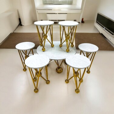 طقم طاولات قهوة 7 قطع ستيل