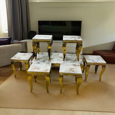 طقم طاولات قهوة 7 قطع ستيل