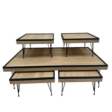Wooden floor service table set, 5 pieces