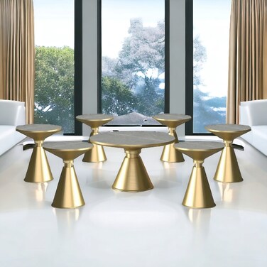 Golden 7-piece ceramic tea table set