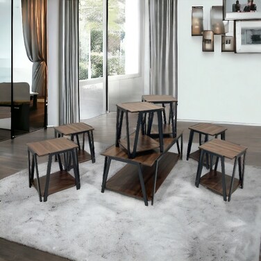 طقم طاولات شاي- خشب -7قطع