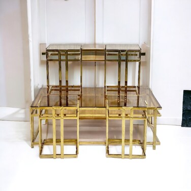 5-piece coffee table set, golden steel
