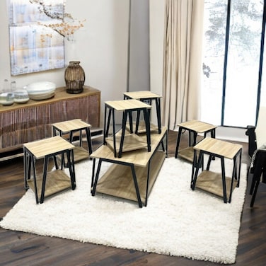 Tea table set - wood - 7 pieces