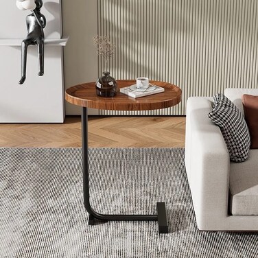 Single coffee table, wood-metal, 30 x 45-60 cm