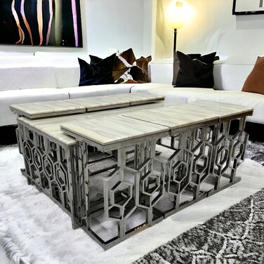 طقم طاولات قهوة7  قطع ستيل رخام