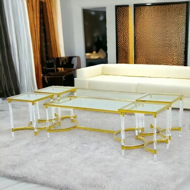 5-piece coffee table set with acrylic surface