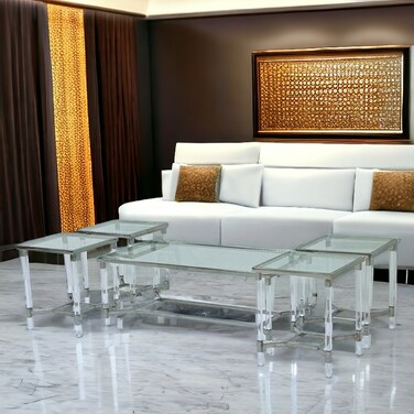 5-piece coffee table set with acrylic surface