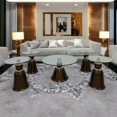 5-piece coffee table set with glass top