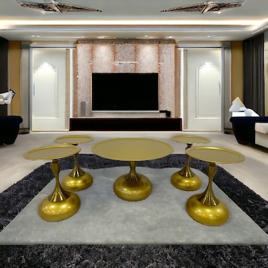 5-piece coffee table set with metal surface