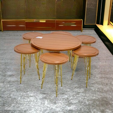 7-piece coffee table set with wood surface