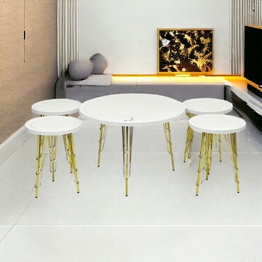 5-piece coffee table set with wood surface