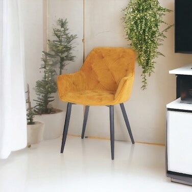 كرسي مفرد قماش  بيج 76x58x58سم - اصفر