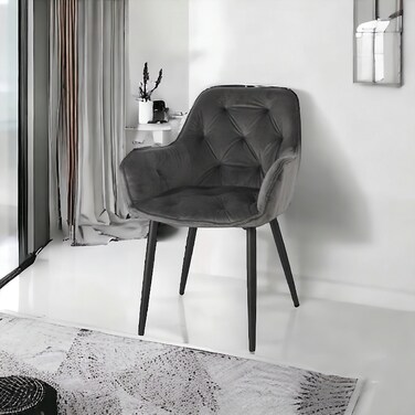 Single chair, beige fabric, 76x58x58cm - dark grey