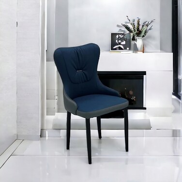 Blue leather single chair, 40 x 50 x 81 cm