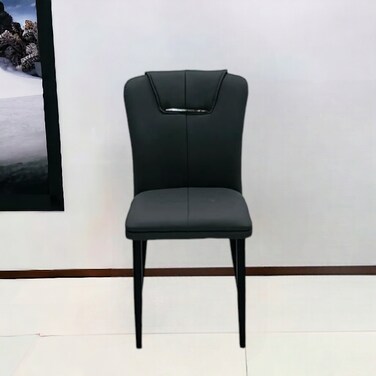 Dark gray leather single chair, 40 x 50 x 81 cm