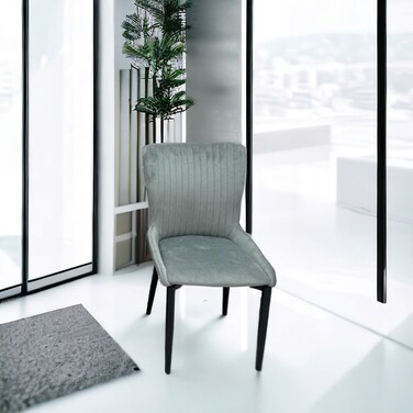 Gray single chair, velvet fabric, 40 x 50 x 81 cm
