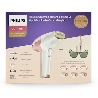 Philips Lumea Prestige IPL Hair Removal System - Permanent Hair Reduction Tool For Unisex - Includes 4 Attachments Trimmer &amp; Safety Glasses