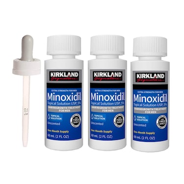 عبوة من 3 قطع مينوكسيديل 5% قوة إضافية لإعادة إنبات الشعر – عبوات 60 مل