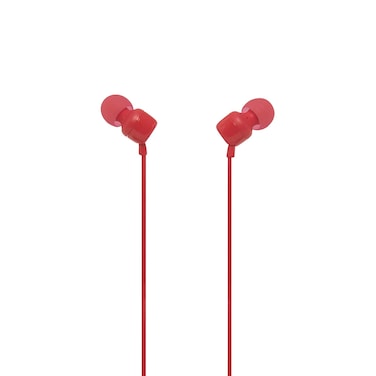سماعة رأس JBL داخل الأذن مع جهاز تحكم بزر واحد، أحمر، T110