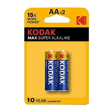بطاريات قلم AA Max طويلة الأمد Super Alkaline من كوداك قطعتان أزرق وأصفر