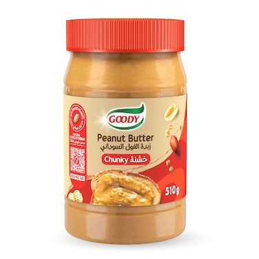 Goody Chunky Peanut Butter 510g, 90% Roasted Peanuts, Energy Source, Rich in Protein and in Magnesium